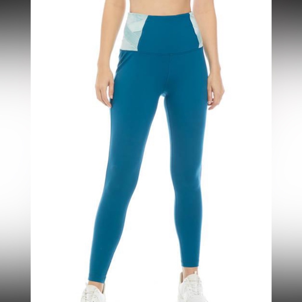ZELOS Teal High-Waisted Leggings velvet side accents size medium